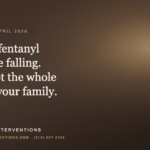 A dark brown promotional graphic for G3 Recovery Interventions. Text reads: "Florida • May 2026. Florida’s fentanyl deaths are falling. falling not the whole story for your family." Includes the website professionalinterventions.com and phone number (214) 927-2154.