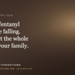 A dark brown promotional graphic for G3 Recovery Interventions. Text reads: "Florida • May 2026. Florida’s fentanyl deaths are falling. falling not the whole story for your family." Includes the website professionalinterventions.com and phone number (214) 927-2154.